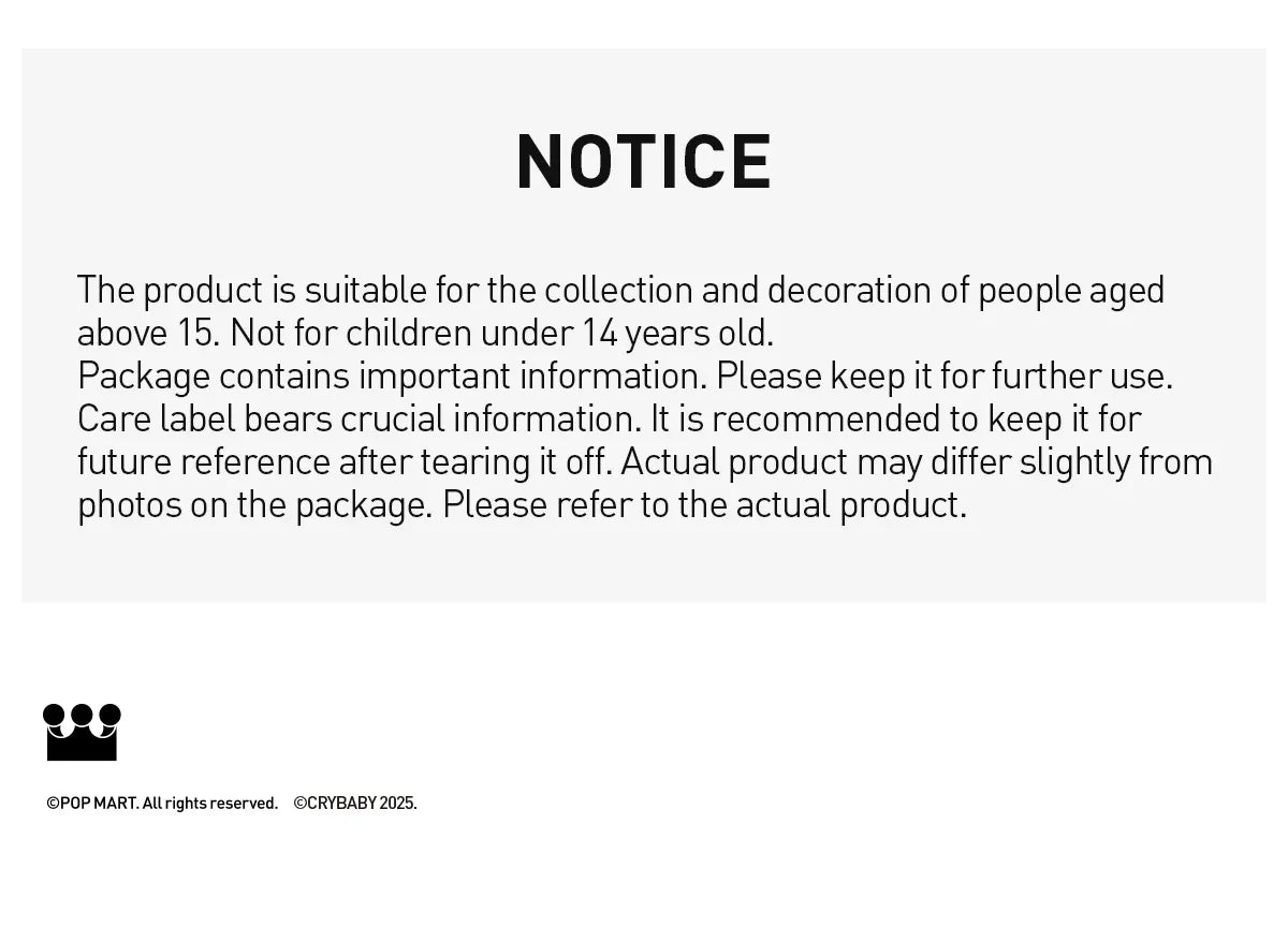 (Authentic) CRYBABY SHINY SHINY SERIES-Plush Pedant Blister Pack