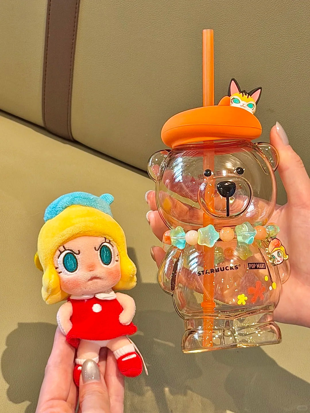 Starbucks China 2026 x MOLLY series Orange Bearista Bear Glass with Charm