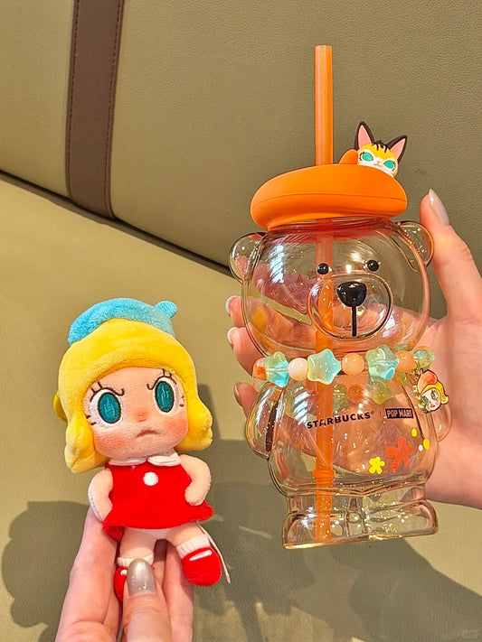 Starbucks China 2026 x MOLLY series Orange Bearista Bear Glass with Charm