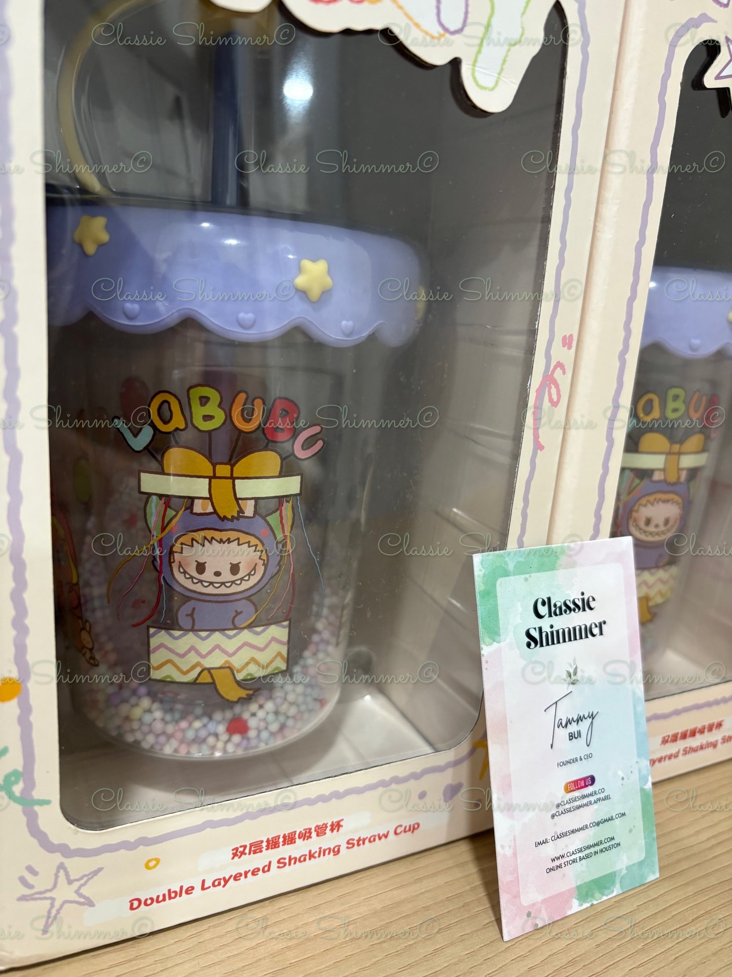 (Authentic) Pop Bean Pajama Party Double Layered Shaking Straw Cups