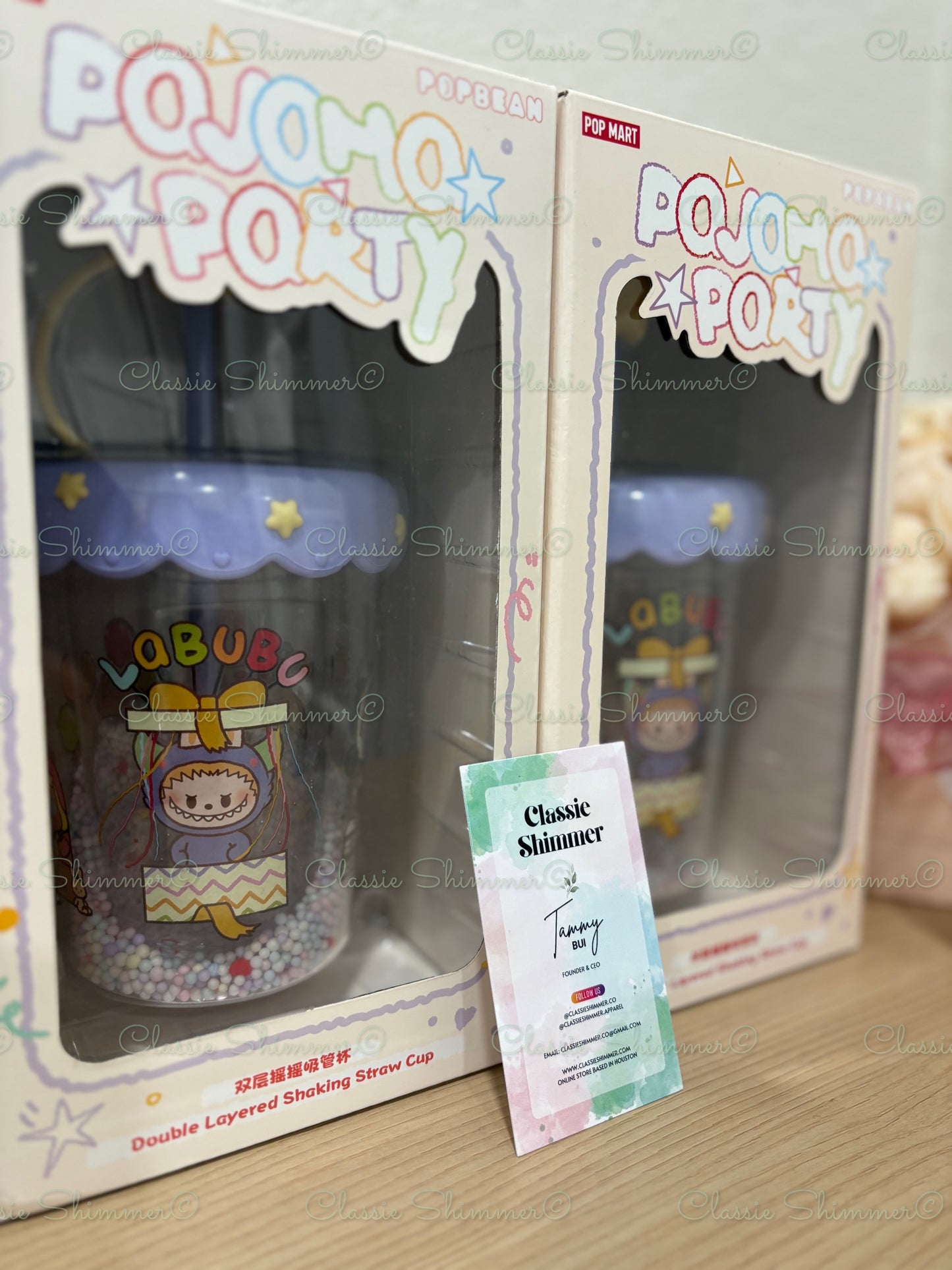 (Authentic) Pop Bean Pajama Party Double Layered Shaking Straw Cups