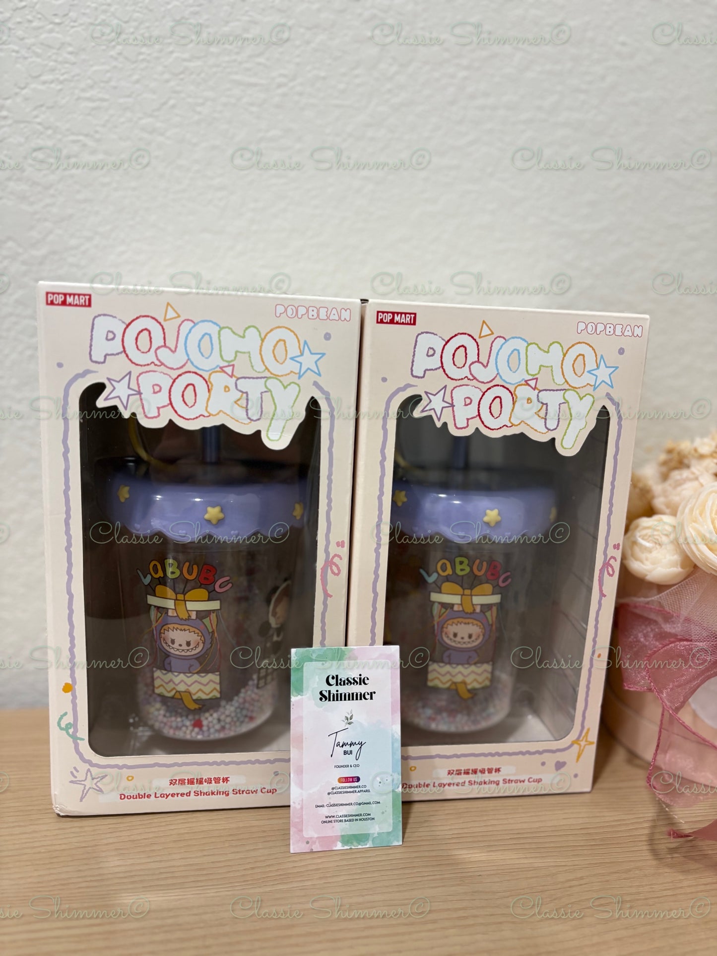 (Authentic) Pop Bean Pajama Party Double Layered Shaking Straw Cups