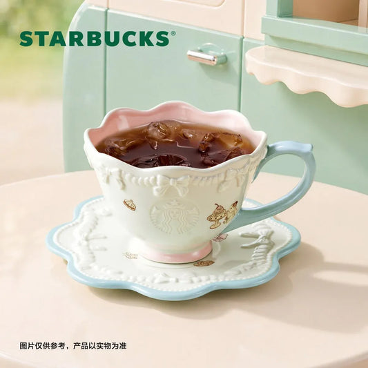Starbucks China Summer 2026 Dessert Party Series Embossed Bow Cup and Saucer Set 260ml 9.15oz