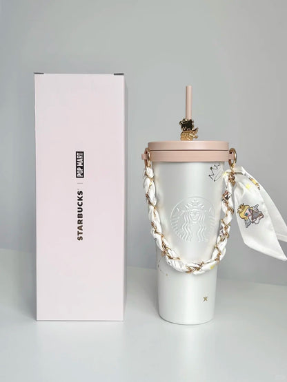 Pre-order Starbucks MOLLY series 860ml Stainless Steel Straw Cup With Hanging Chain