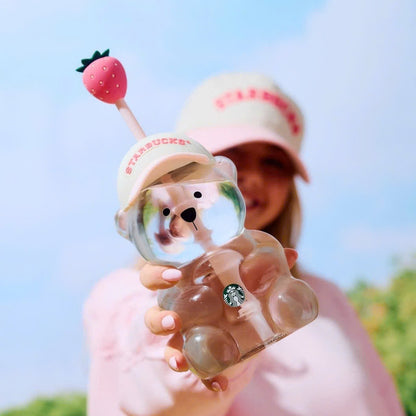 Starbucks Bearista Bear Cup Strawberry Topper Baseball Cap