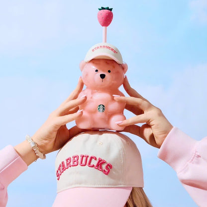 Starbucks Bearista Bear Cup Strawberry Topper Baseball Cap
